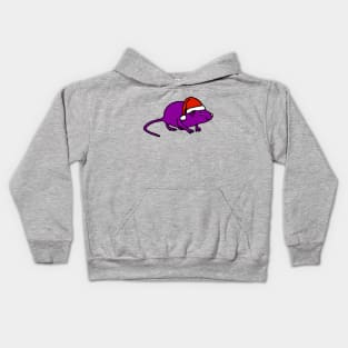 Purple Rat wearing Christmas Santa Hat Kids Hoodie